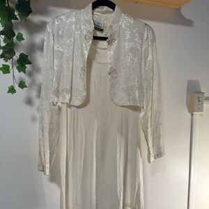 Vintage Ivory Brocade Dress & Cropped Bolero Set | Marmie West | Made in USA